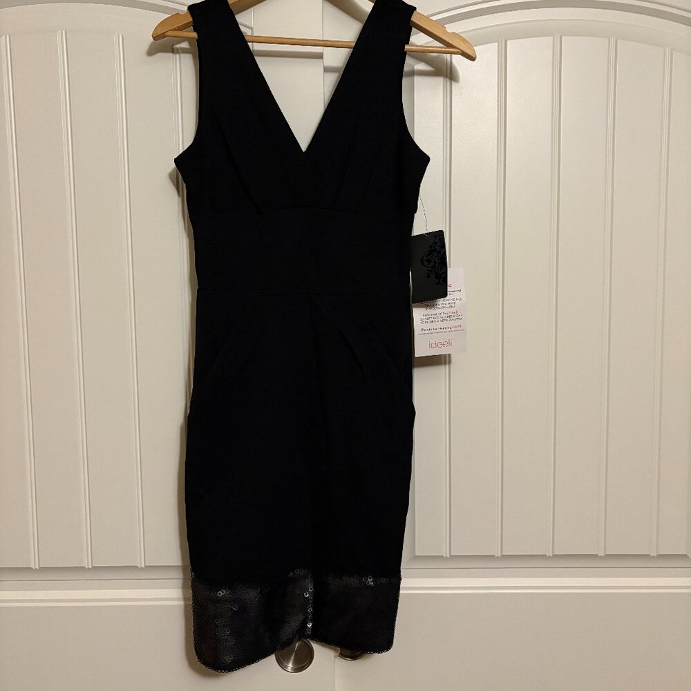 CC Couture Bodycon Dress XS Xtra Small Black Sequin Hem Cocktail Party Dress NEW